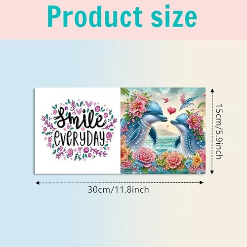 jinglinhh 6pcs Dolphin Couple Flowers Diamond Art Painting Greeting Cards with Envelopes, DIY Card Making Kits for Adults, Diamond Art Postcards Christmas Cards Craft Gifts - Image 2