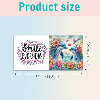 jinglinhh 6pcs Dolphin Couple Flowers Diamond Art Painting Greeting Cards with Envelopes, DIY Card Making Kits for Adults, Diamond Art Postcards Christmas Cards Craft Gifts - Image 2