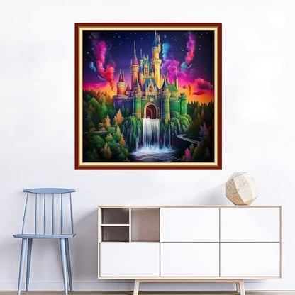 Joyhoor Cross Stitch Kits for Beginners Stamped Cross-Stitch Supplies Needlework preprint Embroidery Kits for Adults DIY Needlepoint Kits Embroidery Patterns 11CT-Rainbow Castle 18x18 inchs - Image 2