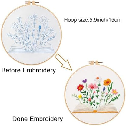Louise Maelys Book & Flowers Embroidery Kit for Beginners Decor Craft Gift - Image 3