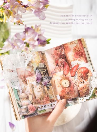 Aromoty 6 Set 300 Pcs Vintage Washi Stickers Book Kit Junk Journal Supplies - Image 5