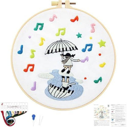 Hand DIY Embroidery Kits for Beginners Adults, Cute Crewel Embroidery Art Kits, Stamped Cross Stitch Kits for Beginners Adults Craft Kits for Women, Entire Set of Embroidery Supplies & Video Tutorial by Unknown