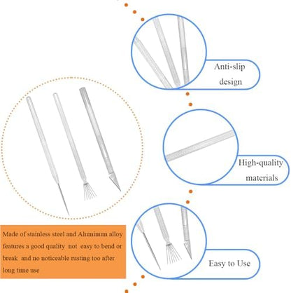3 in 1 Clay Needle Tools Sculpting Ceramics Pottery Carving Tools for Model Clay Supplies, Ceramic & Pottery Tool Includes Sculpture Feather Pin Carving Knife Needle Texture Tool,9PCS Total,LXLVOUEG - Image 4