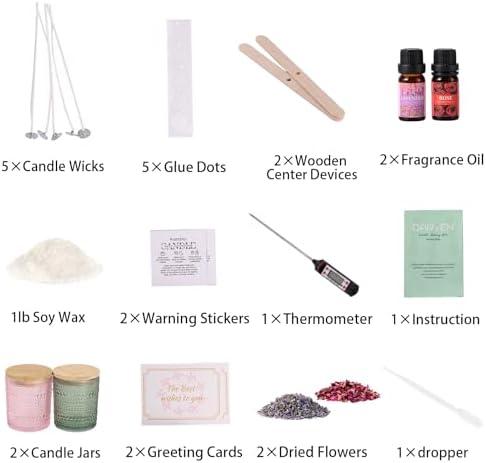 DARJEN Candle Making Kit for Beginners, 2 Jars Soy Wax Scented DIY Set - Image 2
