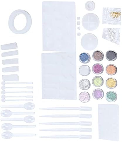 Dam Skerisi 94Pcs Silicone Jewelry, DIY Resin Set, Reusable Durable Safe Elastic Pendant Casting with Glitter Sequins, Screw Eye Pins, Tools for Handmade Jewelry Craft Making - Image 3