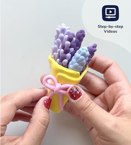 Pott’d Foam Dough Collectibles Air Dry Clay Kit for Adults, DIY Crafts Includes Clay Tools, Colourful Foam Clay, Guides for Mini Food Characters, Plant Projects and Date Night Creations - Image 6