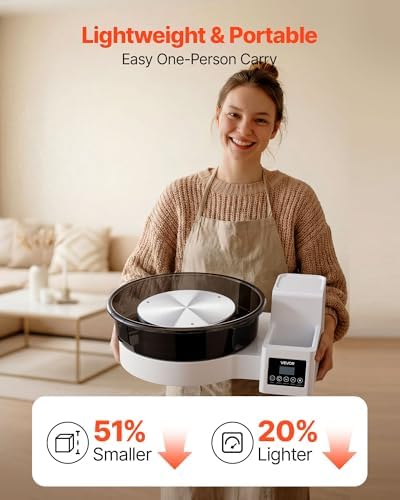 VEVOR Pottery Wheel for Adults, 14" and 11" Turntables, 450W Electric Table Top Pottery Wheel with Foot Pedal, 30-300 RPM Adjustable Speed, Detachable Basin, for Beginners, DIY Clay Art Craft, White - Image 3