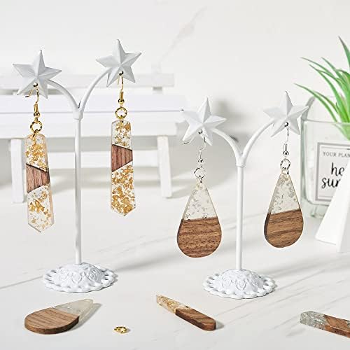 FASHEWELRY 24Pcs Gold Foil Resin Wood Earring Charms Teardrop Drop Rectangle Wooden Earring Blanks Geometry Boho Charms Wooden Earring Pieces for Jewelry Making with Earring Hooks & Jump Rings - Image 3