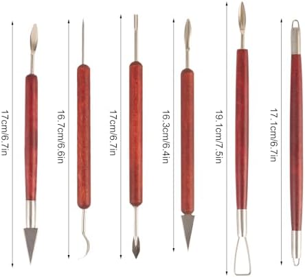 DIYOOHOMY Double-Ended Clay Sculpting Tools Set, 6 Pcs Pottery Carving Tools for Polymer Air Dry Clay, Professional Ceramic Modeling, Trimming, Shaping, DIY Crafts Supplies - Image 2