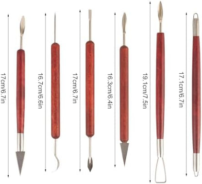 DIYOOHOMY Double-Ended Clay Sculpting Tools Set, 6 Pcs Pottery Carving Tools for Polymer Air Dry Clay, Professional Ceramic Modeling, Trimming, Shaping, DIY Crafts Supplies - Image 2