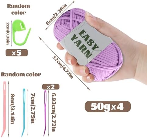 UzecPk 4 * 50g/1.76oz Beginner Yarn, 4 * 87yds Beginner Crochet Yarn - Image 2
