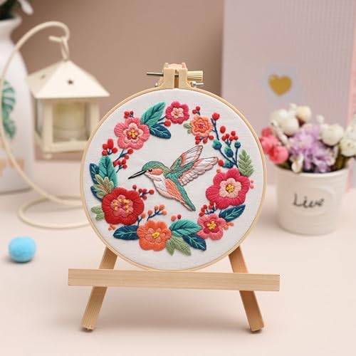 Louise Maelys Hummingbird Flower Embroidery Kit for Beginners Gift - Image 4
