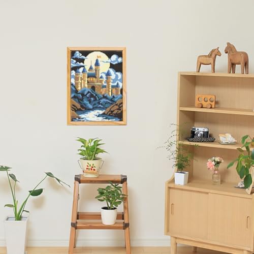 FREEBLOSS DIY Cross Stitch Wall Painting Castle Pattern Cross Stitch Kit Home Wall Decor 11CT Cross Stitch Starter Kit with Instruction Stamped Cross Stitch Counted Kit for Beginners, 28 * 38cm - Image 7