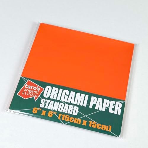[Taro's Origami Studio] Standard 6 Inch One Sided Single Color (Orange) 50 Sheets (All Same Color) Square Easy Fold Premium Japanese Paper for Beginner (Made in Japan) - Image 4