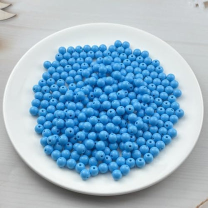 300pcs Acrylic Round Beads for Crafts 8mm Resin Candy Color Spacer Beads with Hole for Jewelry Making Sewing Crafts Decoration Necklaces Bracelets Earrings Supplies(Sky Blue) - Image 2