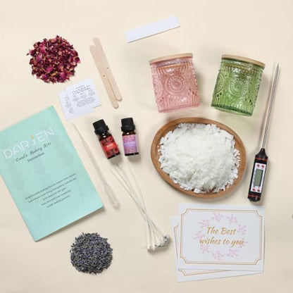 DARJEN Candle Making Kit for Beginners, 2 Jars Soy Wax Scented DIY Set - Image 3