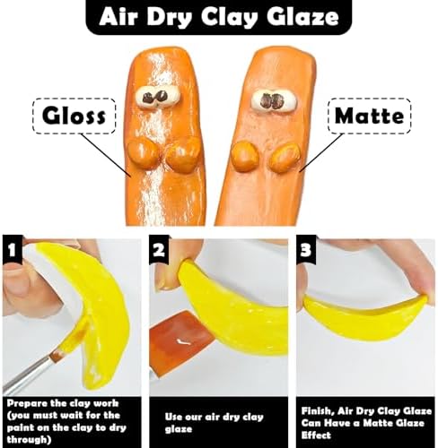 EIGTWEN 100ml Air Dry Clay Glaze and 29pcs Clay Tools Kit, Matte Varnish - Image 2