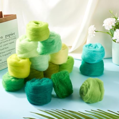 75G Needle Felting Wool Green Wool Roving for Needle Felting Multicolor Soft Spinning Wool Bulk for Felting DIY Crafts Hand Spinning Supplies - Image 4
