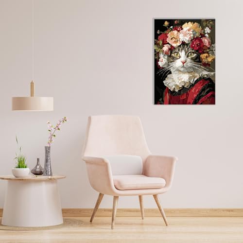 MAXBYE Framed Paint by Numbers Kits for Adults Beginners with Wooden Easel, Queen Cat Art Kit Crafts with Frame, DIY Canvas by Numbers for Gift Home Wall Decor10×14 in - Image 5
