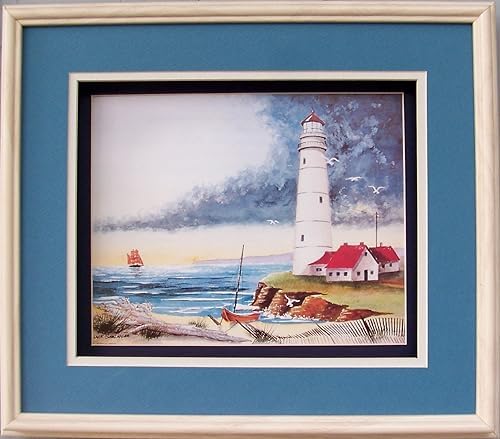 DSC ART Lighthouse on the Bay - Paper Tole 3D Decoupage Craft Kit Size 8x10 inches K96030 (The Additional Pictures Show Examples of This Craft Kit Assembled and Framed in a Shadow Box Frame) - Image 3