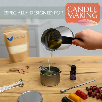 SoftOwl Premium Soy Candle Making Kit - Black Edition - Full Set with Electric Melter - Soy Wax, Big 7oz Jars & Tins, 7 Pleasant Scents, 10 Color Dyes & More - Perfect as Home Decorations - Image 7
