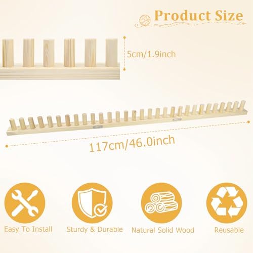 ZMJY 46" Adjustable Chunky Yarn Loom Kit for DIY Blankets | Beginner-Friendly Hand Knitting Loom with Modular Wooden Frame | No Needles Required for Family Craft, Home Decor & Stress Relief - Image 2