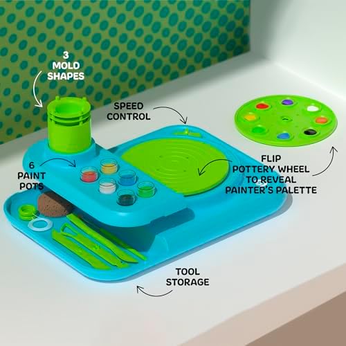 Discovery™ Pottery Studio Motorized Clay Art Station – Complete Set with Pottery Wheel, 3 Molds, Tools, Paints, & Air-Dry Clay for Kids| Arts and Crafts Toy for Boys Girls| Art Supplies Activity Kit - Image 4