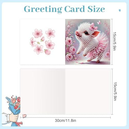 6pcs Christmas Diamond Painting Greeting Card with envelopes, DIY Animals wearing skirts Diamond Art Greeting Card for Blessing and Wish Special Shaped Arts Crafts for Birthday Thanksgiving Day - Image 2