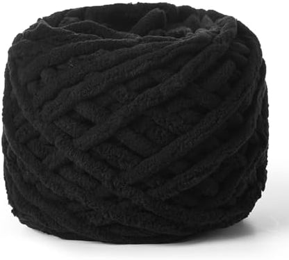 Plush Chenille Chunky Yarn 100g (49.2yd) - Fluffy Velvet Yarn Crochet for Blanket Knitting and Crocheting - Baby Yarns for Crocheting Soft - Amigurumi Yarns (Black) by OMoiut