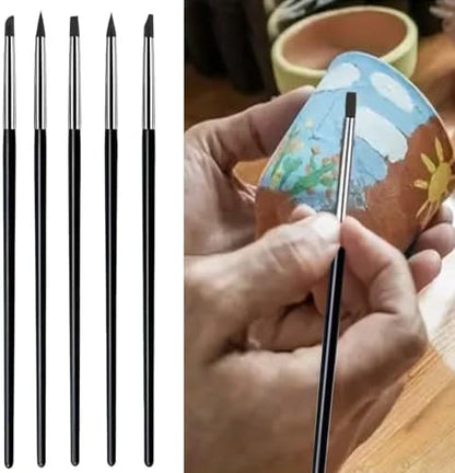 15 PCS Blue Clay Sculpting Tools Set, Professional Silicone Brushes & Dotting Tools Kit for Polymer Clay, Air Dry Clay, Pottery, Modeling & Crafting for Adult-Black - Image 4
