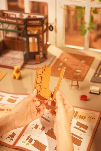 Rowood Miniature House Kits for Adults,DIY Mini House Building Set,Wooden Dollhouse Craft Kit with LED as Birthday (Tipsy Restaurant) - Image 5