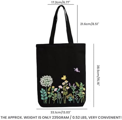 CREAWONDER Canvas Tote Bag Embroidery Kit with Pattern for Beginners, Arts and DIY Embroidery Crafts Kits for Adults, Include Instructions, Embroidery Hoops, Color Threads and Tool - Image 6