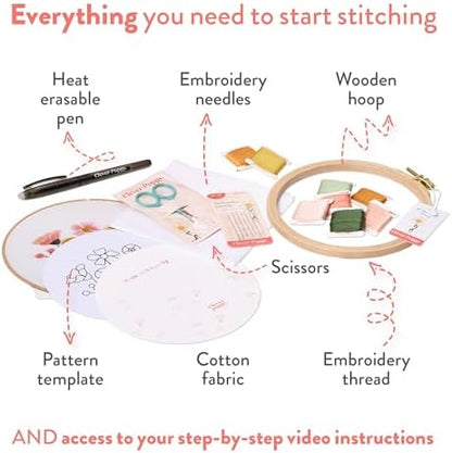 Clever Poppy Sunset Meadow Beginner Embroidery Kit – Easy Embroidery Kit for Beginners with Hoop, Thread & Patterns – Hand Embroidery Kit for Adults and Teens – Complete Embroidery Starter Kit - Image 3