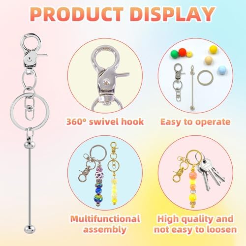 48 Pcs Beadable Keychains Bars bulk - 24 Gold & Silver DIY Metal Beaded Keychain Making Kit + 24 Bags Included, Bead Keychain Supplies,Blank Key Chain, Perfect for Women, Men, Birthday Gift - Image 3