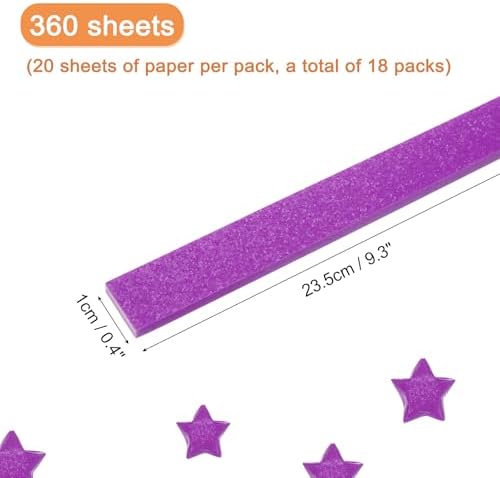 MECCANIXITY 360 Sheets Origami Paper Glitter Stars Papers Purple Fold Paper for Beginner Arts Crafts Projects,0.4 x 9.3 Inch - Image 2