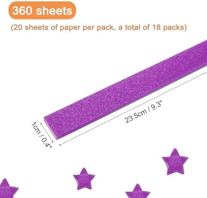 MECCANIXITY 360 Sheets Origami Paper Glitter Stars Papers Purple Fold Paper for Beginner Arts Crafts Projects,0.4 x 9.3 Inch - Image 2