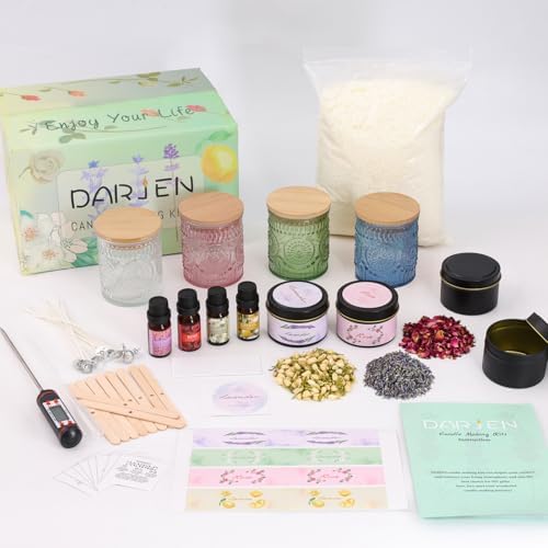 DARJEN Candle Making Kit for Beginners, 2 Jars Soy Wax Scented DIY Set by DARJEN