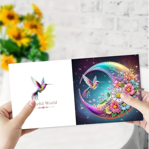 DIY Diamond Greeting Cards Set, 5D DIY Diamond Art Painting Festival Style Greeting Card, DIY Christmas Card Making Kits for Family Friends Handmade Gift-#10-6PC Hummingbird - Image 4
