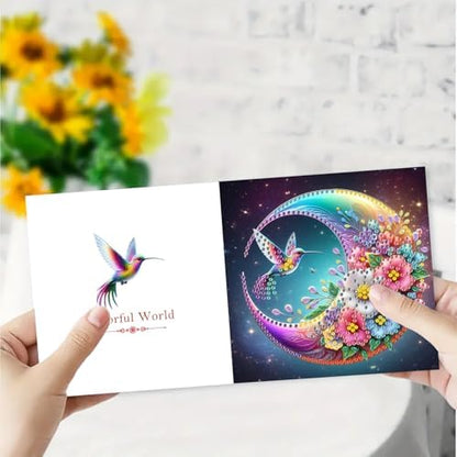 DIY Diamond Greeting Cards Set, 5D DIY Diamond Art Painting Festival Style Greeting Card, DIY Christmas Card Making Kits for Family Friends Handmade Gift-#10-6PC Hummingbird - Image 4