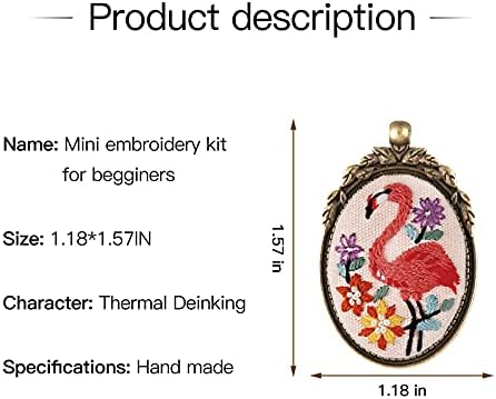 ZOCONE 6 Packs Embroidery Necklace Kit, Embroidery Pendant Kit Mini Cross Stitch Kit with 4 Hoops, Necklace, Pendant, Stamped Pattern Cloth, Instructions, etc., Embroidery Kit for Adults - Image 2