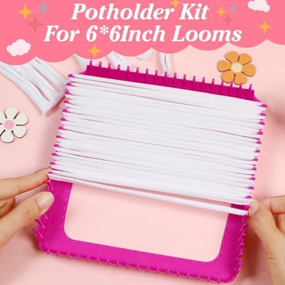Naozinebi White Loom Loops Potholder White Weaving Loom Loops Potholder Loop Elastic Weaving Craft for Mother's Day DIY Flexible Kit Light Color Weave Crafts for Kids Adults DIY Crafts Supplies - Image 2