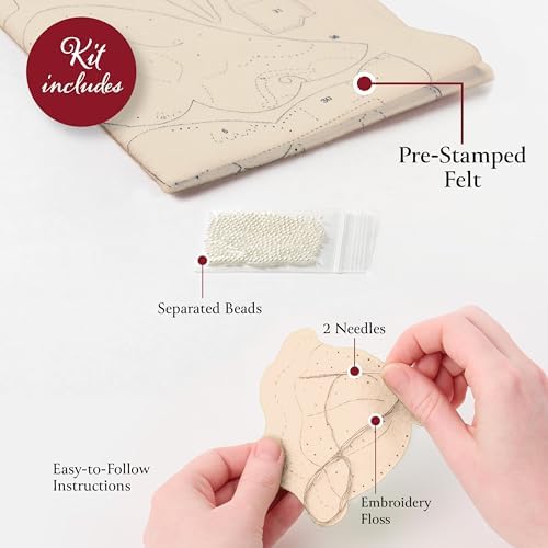 Bucilla Felt Applique 6 Piece Ornament Making Kit, Pearl Snowflakes, Perfect for Holiday DIY Arts and Crafts, 89682E - Image 3