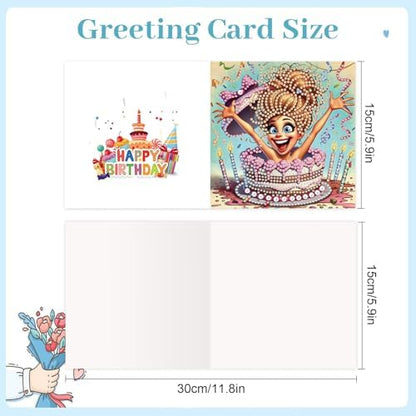 Tontut 6pcs Diamond Painting Kit Greeting Card, Quirky Ladies 5D DIY Diamond Handmade Holiday Greeting Card with Envelope, Christmas Gift Congratulation - Image 2