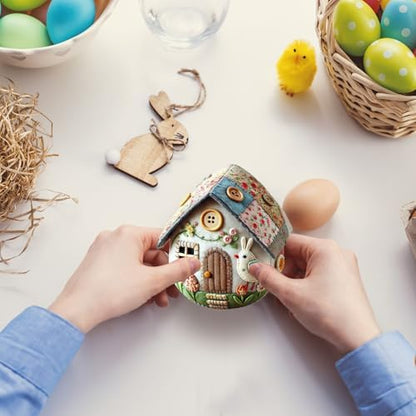 Felt Easter Egg House DIY Kit - All-Inclusive Craft Set with Hand-Embroidered Materials, Bunny & Chick Patterns for Easter Decorations, Home Hanging Ornaments for Adults & Beginners (D/1PC) - Image 6