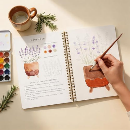 Watercolor Workbook for Beginners, 24 Colors Paint Kit with Floral Designs on Premium Paper, Watercolor Coloring Book for Adults Teens, Perfect Creativity Exploration Gift to Spark - Image 2