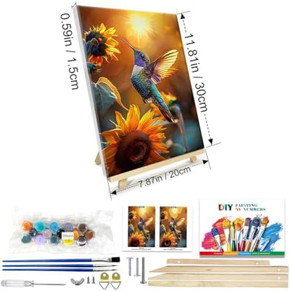 JOOZ Paint by Numbers Kit for Adults with Frame, Hummingbird Paint by Number with Easel, DIY Hummingbird Oil Painting by Numbers, Adult Paint by Number Kits Framed Canvas for Wall Decor 8x12 Inch - Image 2