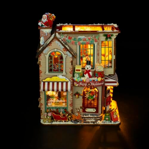 Roroom DIY Miniature House Kit, Enchanted Christmas Cottage Dollhouse Kit - Image 5