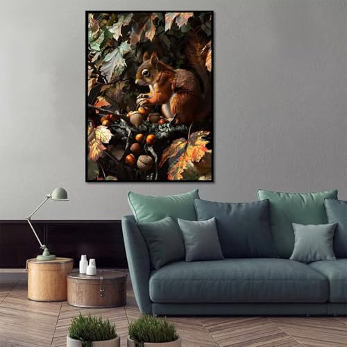 Squirrel Paint by Numbers Kit for Adults Animal Paint by Numbers on Canvas, DIY Acrylic Oil Painting Kits for Adults Beginners with Brushes, Hobbies for Women for Home Wall Decor Gifts 28x38 in D-50 - Image 2