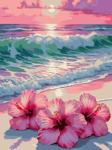 BYGFHLYW Beach Flower Paint by Numbers Kit for Adults Beginners 12x16In - Image 7
