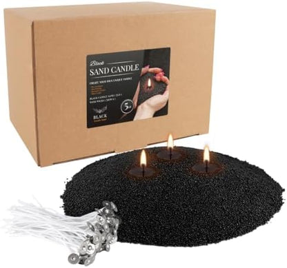 Black Sand Candle Wax Kit - 5LB Pearled Candle Sand with 50 Candle Wicks by Wfmolcand